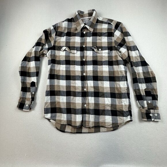 Norse Projects Shirt Mens Medium Black Brown Plaid VILLADS Brushed Flannel Shirt - Picture 1 of 14
